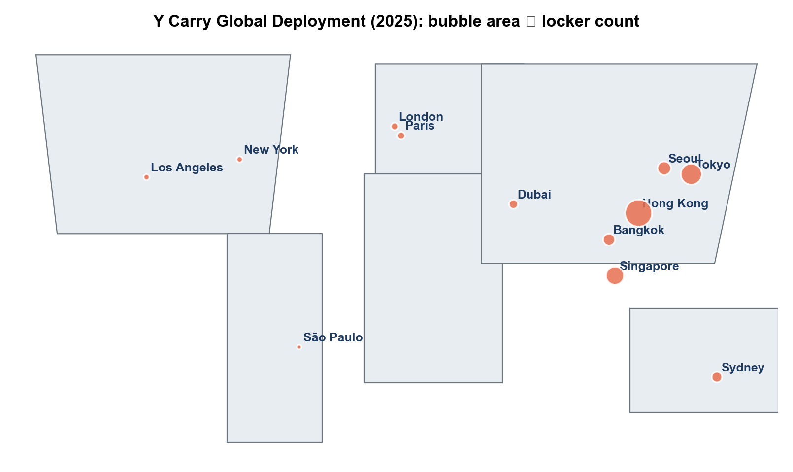 Y Carry global deployment map